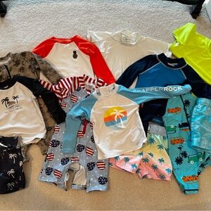 Caden Lane Kids Swim Trunks - Blue and Orange